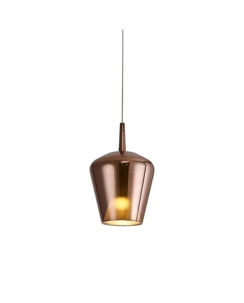 ELSA * COLGANTE CRISTAL CAMPANA - E27 - COBRE + OPAL ( SIN BASE)
